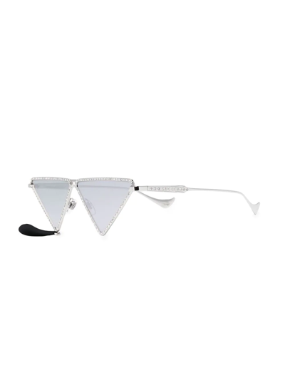 Shop Gucci Embellished Geometric Sunglasses In Silber