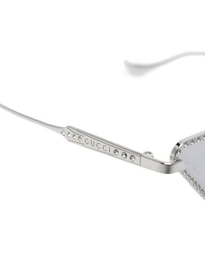 Shop Gucci Embellished Geometric Sunglasses In Silber