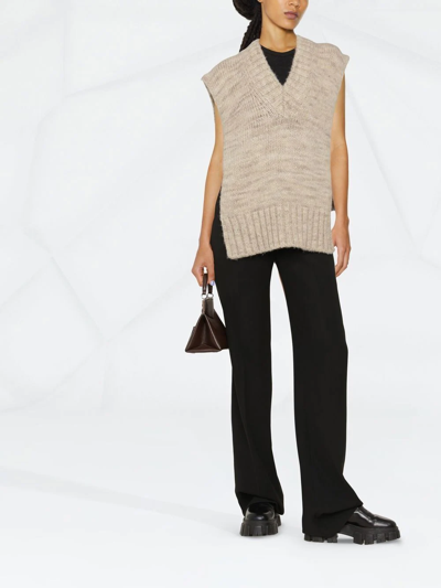 Maison Margiela V-neck Knitted Top In Nude