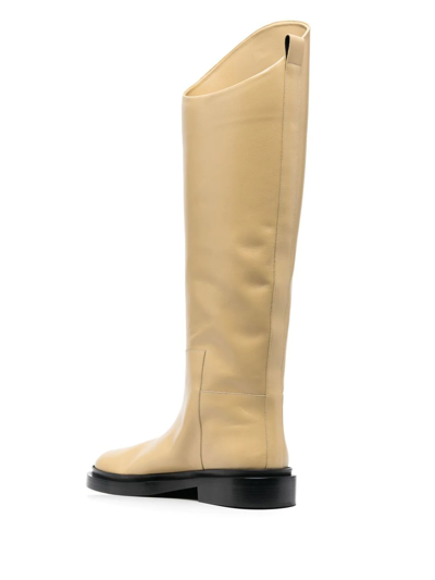 Shop Jil Sander Knee-length Leather Boots In Nude