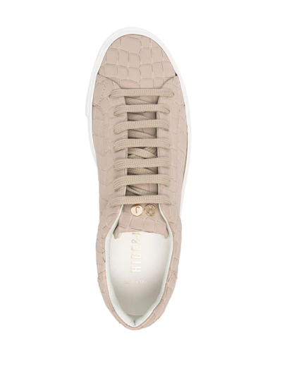 Shop Hide & Jack Crocodile-effect Low-top Sneakers In Nude