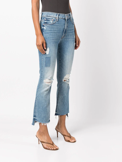 Shop Mother Holy Melancholy Cropped Distressed Jeans In Blue