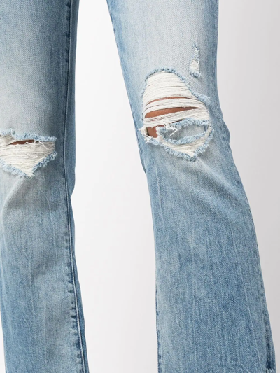 Shop Mother Holy Melancholy Cropped Distressed Jeans In Blue