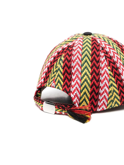 Shop Lanvin Zigzag-knit Baseball Cap In Schwarz