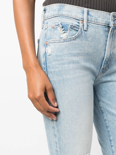 Shop Mother The Rascal Distressed Cropped Jeans In Blau