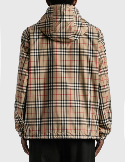 Shop Burberry Reversible Vintage Check Hooded Jacket In Beige