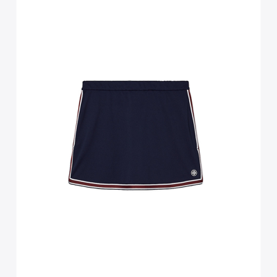 Shop Tory Sport Tech Piqué Side-slit Tennis Skirt In Tory Navy/winetasting