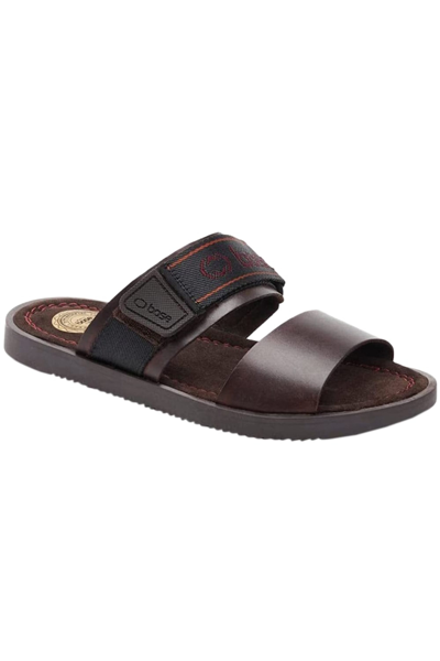 Shop Base London Mens Tangier Strappy Leather Sandals In Brown