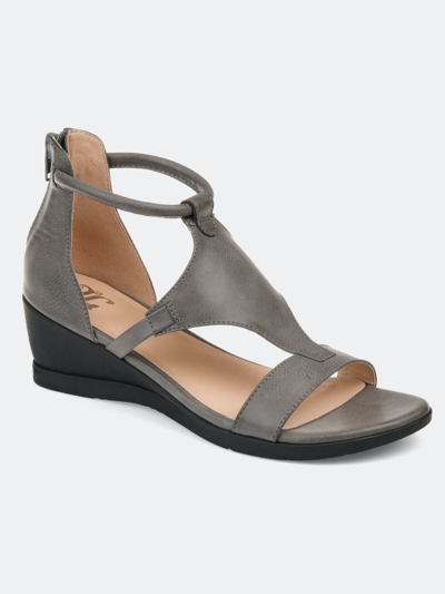 Shop Journee Collection Women's Wide Width Trayle Sandal Wedge In Grey