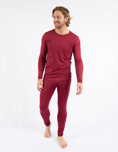 Shop Leveret Mens Neutral Solid Color Thermal Pajamas In Red