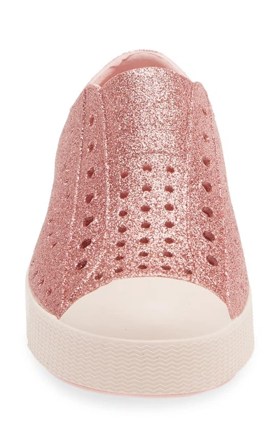 Shop Native Shoes Jefferson Bling Glitter Slip-on Sneaker In Rose Pink Bling/ Dust Pink