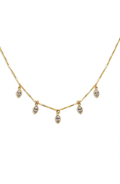Shop Argento Vivo Sterling Silver Shaky Cubic Zirconia Charm Necklace In Gold