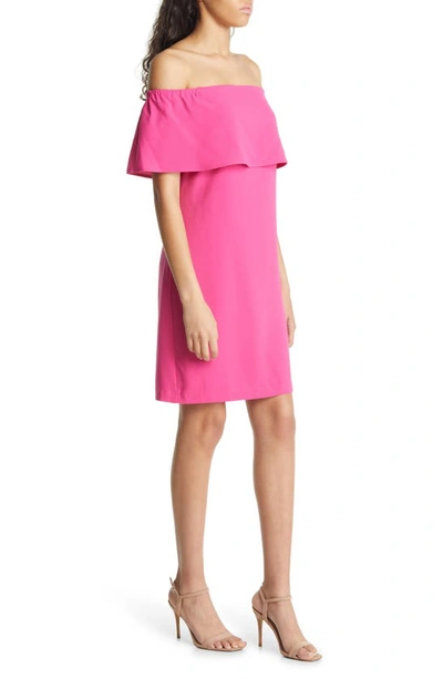 Shop Charles Henry Off The Shoulder Dress In Fuchsia