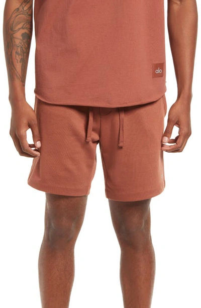 Shop Alo Yoga Chill Shorts In Rust