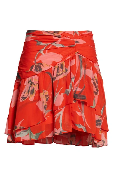 Shop Milly Mira Floating Botanica Skirt In Coral Multi