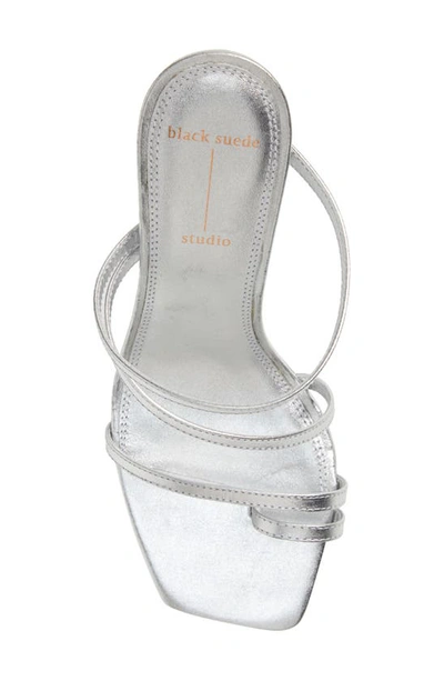 Shop Black Suede Studio Cindy Stiletto Sandal In Silver Nappa Leather