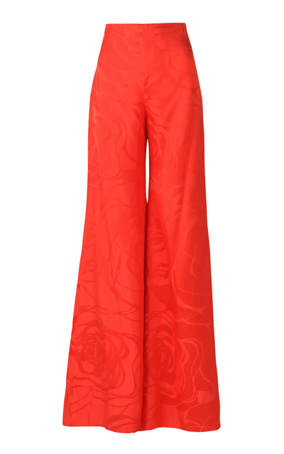 Silvia Tcherassi Grotte Jacquard Wide-leg Pants In Red