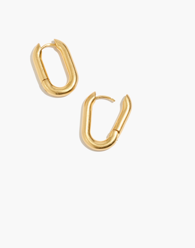 Shop Mw Carabiner Medium Hoop Earrings In Vintage Gold