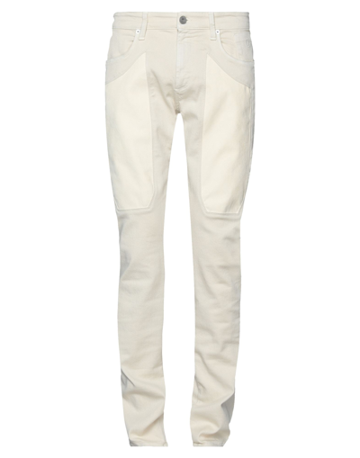 Shop Jeckerson Man Pants Ivory Size 30 Cotton, Elastomultiester, Elastane, Polyester, Polyurethane In White