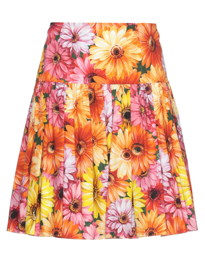 Dolce & Gabbana High-waist Floral Mini Skirt In Orange