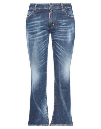 Dsquared2 Distressed-effect Cropped Flared Trousers In Blue