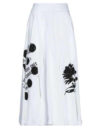 Shop Prada Woman Midi Skirt White Size S Cotton, Elastane, Calfskin