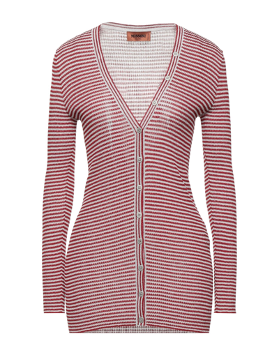 Shop Missoni Woman Cardigan Red Size 12 Viscose, Metallic Fiber