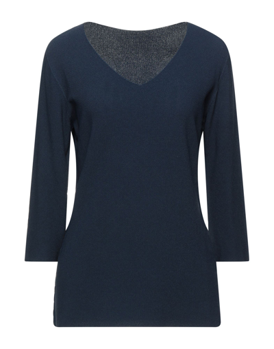 Shop Giorgio Armani Woman Sweater Midnight Blue Size 0 Viscose, Polyester In Dark Blue