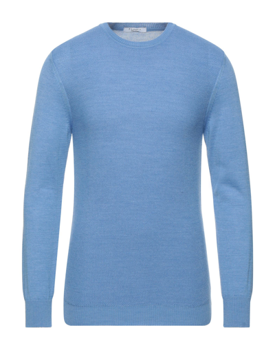 Shop P. Langella Man Sweater Azure Size M Acrylic, Merino Wool In Blue