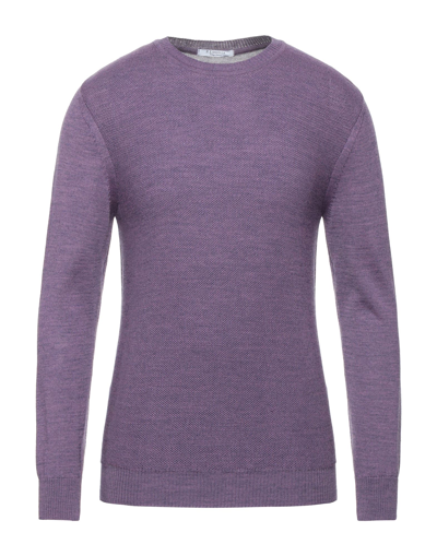 Shop P. Langella Man Sweater Purple Size Xxl Acrylic, Merino Wool