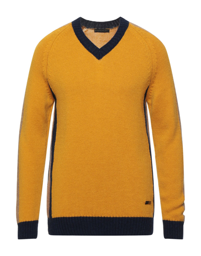 Shop Alessandro Dell'acqua Man Sweater Ocher Size L Acrylic, Wool, Alpaca Wool In Yellow