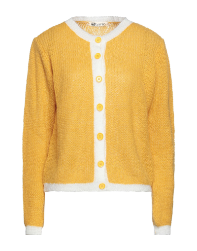Shop Ebarrito Woman Cardigan Ocher Size Onesize Acrylic, Polyamide, Wool, Mohair Wool In Yellow