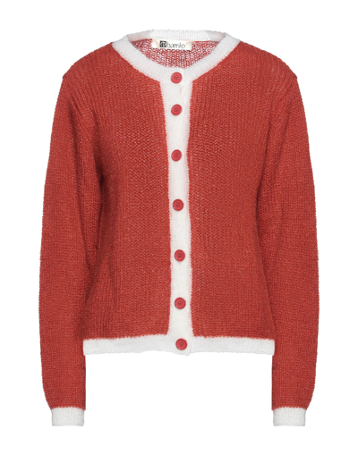 Shop Ebarrito Woman Cardigan Rust Size Onesize Acrylic, Polyamide, Wool, Mohair Wool In Red