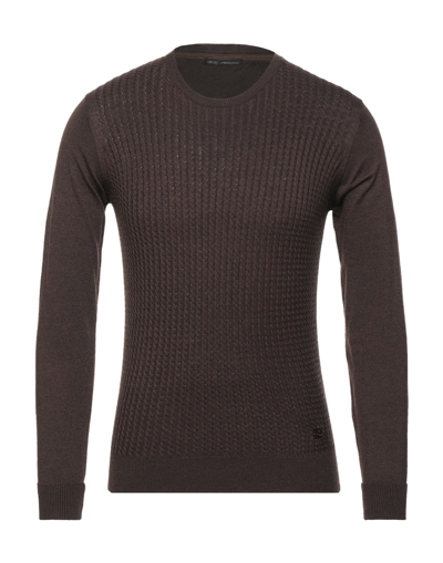Shop Yes Zee By Essenza Man Sweater Dark Brown Size S Polyester, Acrylic, Nylon, Merino Wool