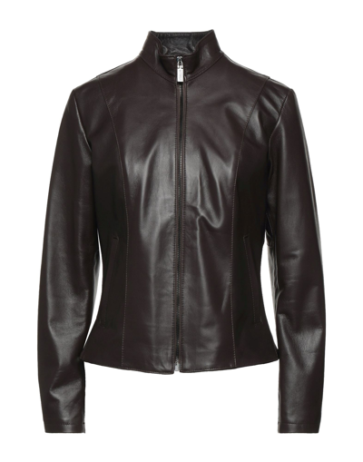 Shop Masterpelle Woman Jacket Dark Brown Size 6 Soft Leather