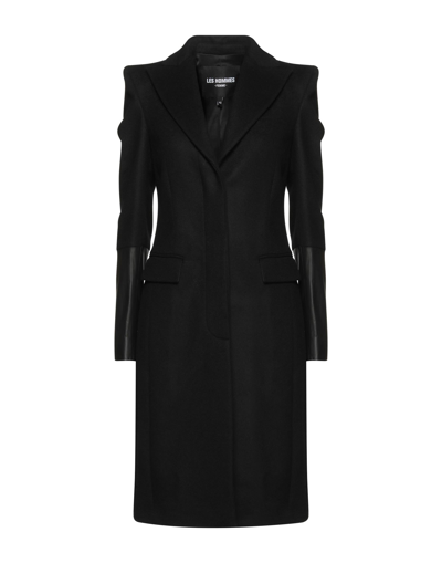 Shop Les Hommes - Femme Woman Coat Black Size 4 Virgin Wool, Polyamide, Cashmere, Soft Leather