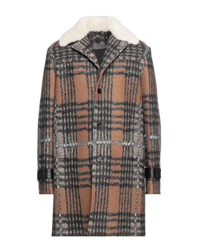 Shop Trussardi Man Coat Brown Size 40 Virgin Wool, Soft Leather