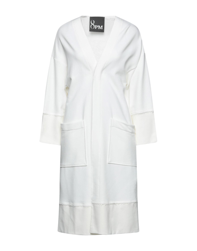 Shop 8pm Woman Overcoat & Trench Coat White Size S Cotton, Polyester, Elastane