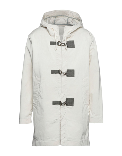 Shop Novemb3r Man Overcoat & Trench Coat Ivory Size M Cotton, Elastane In White