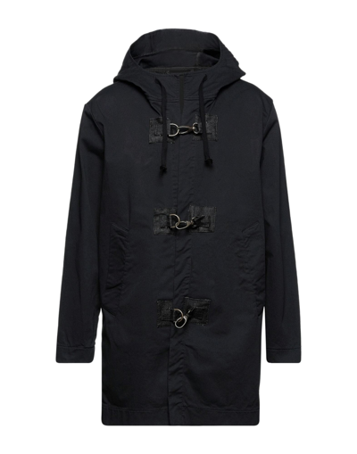 Shop Novemb3r Man Overcoat & Trench Coat Midnight Blue Size M Cotton, Elastane
