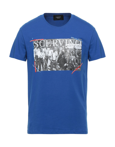 Shop Ermanno Scervino Man T-shirt Bright Blue Size Xxl Cotton, Elastane