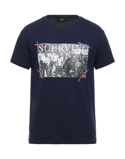 Shop Ermanno Scervino Man T-shirt Midnight Blue Size Xxl Cotton, Elastane