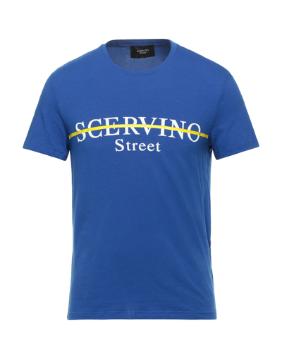 Shop Ermanno Scervino Man T-shirt Bright Blue Size Xl Cotton, Elastane
