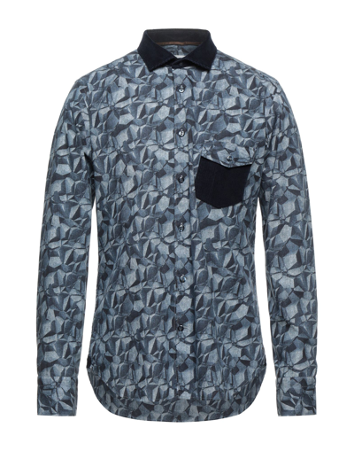 Shop Tintoria Mattei 954 Man Shirt Slate Blue Size 16 ½ Cotton