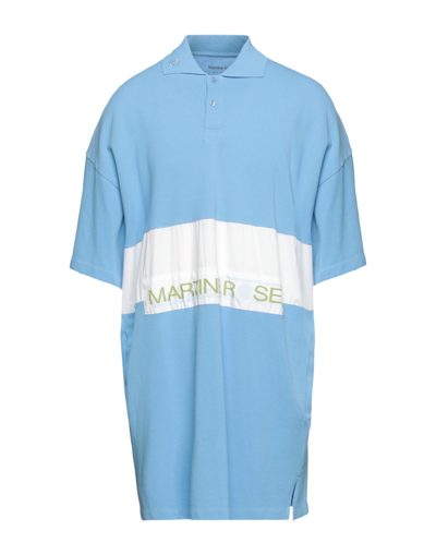 Shop Martine Rose Man Polo Shirt Pastel Blue Size S Cotton