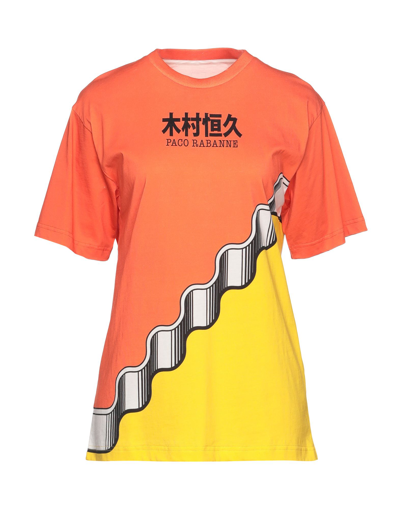 Shop Rabanne Woman T-shirt Orange Size L Organic Cotton