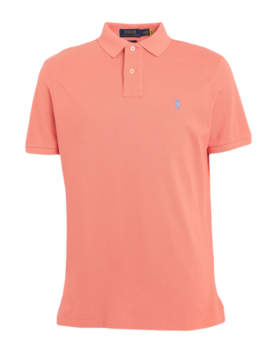 Shop Polo Ralph Lauren Custom Slim Fit Mesh Polo Shirt Man Polo Shirt Apricot Size L Cotton In Orange