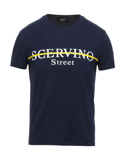 Shop Ermanno Scervino Man T-shirt Midnight Blue Size Xxl Cotton, Elastane