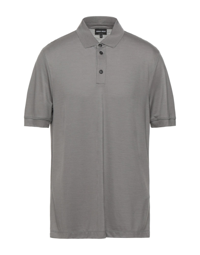 Shop Giorgio Armani Man Polo Shirt Grey Size 46 Virgin Wool, Wool