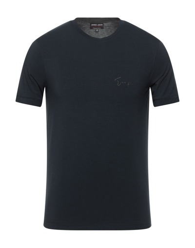 Shop Giorgio Armani Man T-shirt Midnight Blue Size 44 Viscose, Elastane